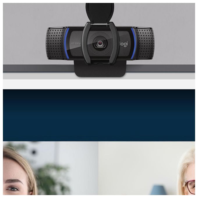 Logitech C920S HD Pro Webcam Videochiamata Full HD 1080p-30fps Correzione Luce HD Privacy Shutter