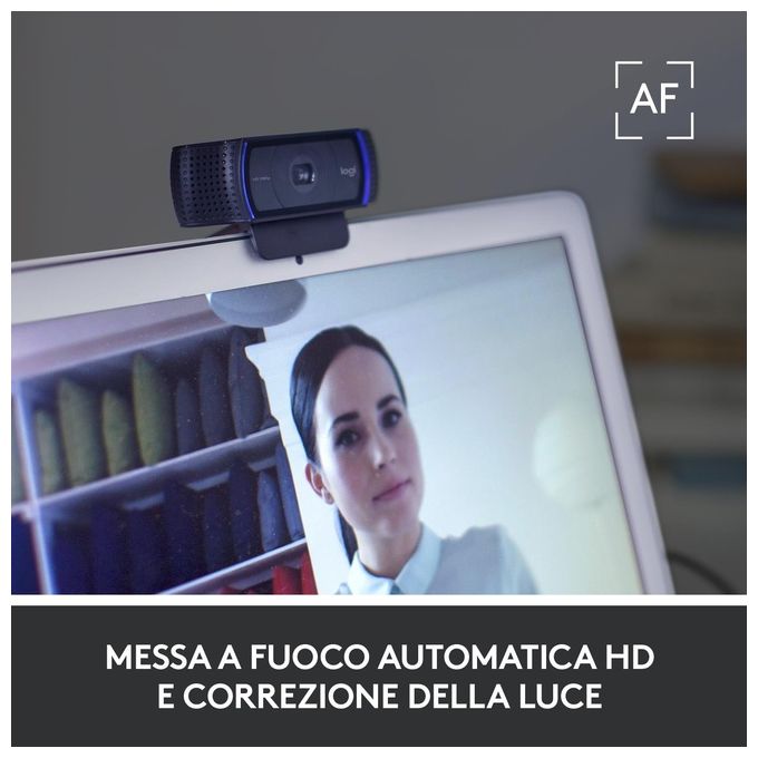Logitech C920S HD Pro Webcam Videochiamata Full HD 1080p-30fps Correzione Luce HD Privacy Shutter