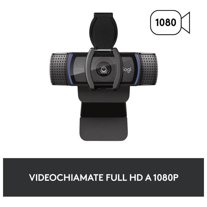 Logitech C920S HD Pro Webcam Videochiamata Full HD 1080p-30fps Correzione Luce HD Privacy Shutter