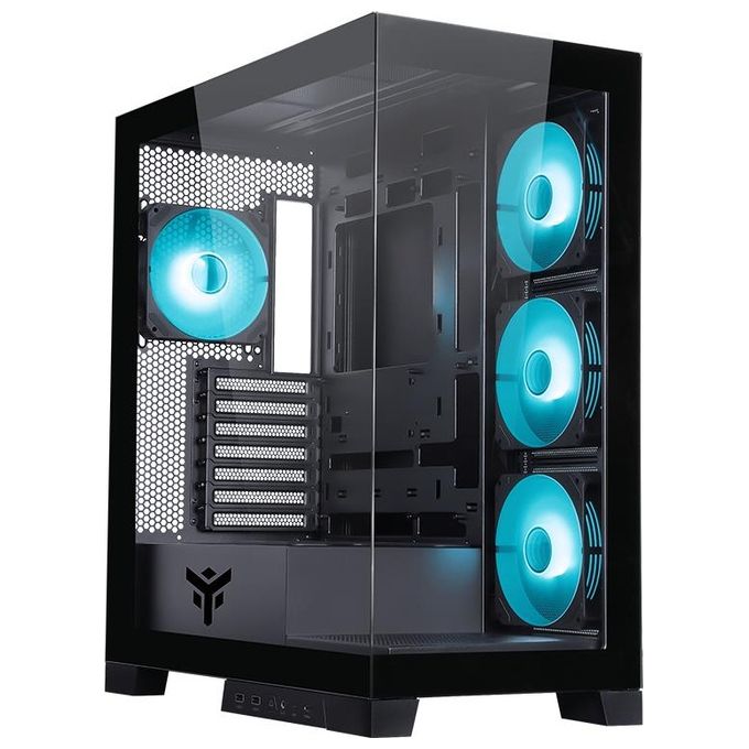 Itek ITGCASB45B SHOWBUI PC Case Tower Gaming ATX 4 Ventole ARGB 12cm 2xUSB3 Type-C Pannello Vetro Temperato colore Nero