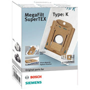 Bosch Confezione 4 sacchetti filtro in tessuto MEGAfilt plus con sigillo in gomma adatto per aspirapolveri BSG1 e BSN1