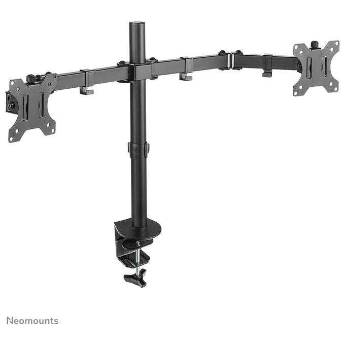 Neomounts FPMA-D550DBLACK Braccio per Monitor Doppio da Scrivania per Schermi 10-32 Pollici VESA 75x75 100x100 mm Regolabile Altezza Profondita' Inclinazione Rotazione Gestione Cavi colore Nero
