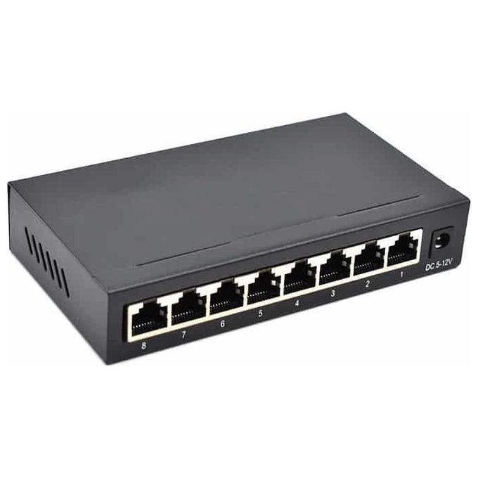 Diprogress DPNS08GM Switch Ethernet Desktop Gigabit 8 Porte 10Gbps Plug and Play case Metallo colore Nero