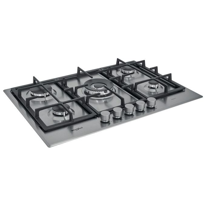 Whirlpool GMR 7522-IXL Piano Cottura a Gas 5 Zone iXelium Griglie in Ghisa 73 cm Acciaio Inox