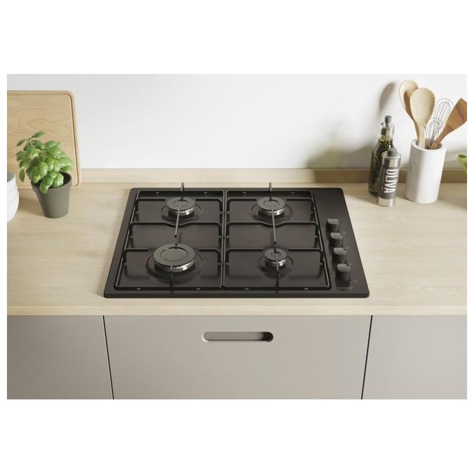 Candy CHW6LBB Piano Cottura a Gas 4 Zone 60 cm Nero per una Cottura Efficiente e Versatile