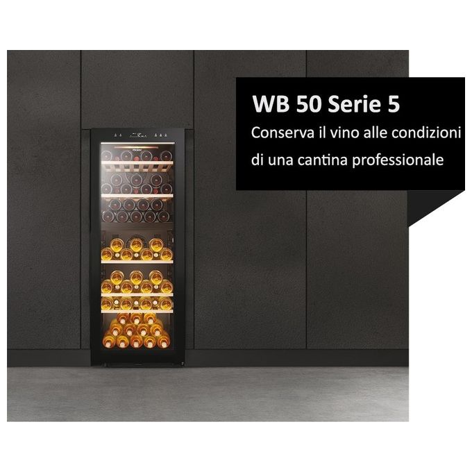 Haier HWS79GDG Wine Bank 50 Serie 5 Cantinetta Vino 79 Bottiglie 2 Zone Temperatura LED WiFi Classe G colore Nero