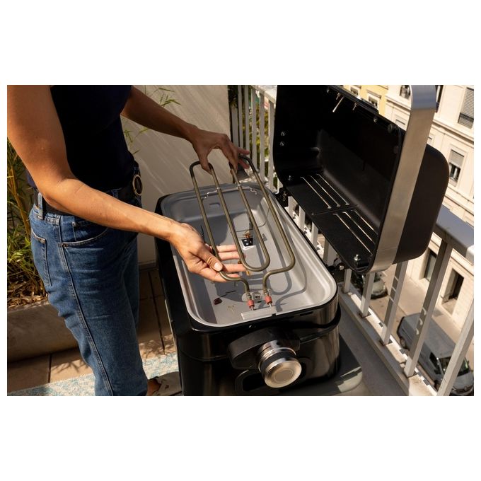 Campingaz 2177560 Attitude 2GO Electric Barbecue da Tavolo Elettrico 2200W griglia 1200cm² coperchio termometro colore Nero