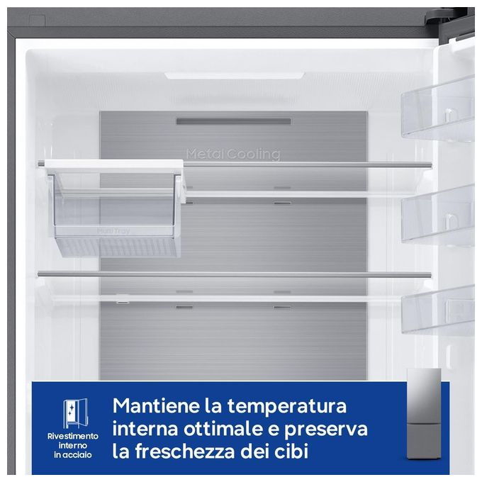 Samsung RB53DG706BS9EF Frigorifero Combinato 538 L 203 cm Classe B 35 dB Total No Frost Twin Cooling Wi-Fi SpaceMax (203x75x71 cm) colore Acciaio Inox