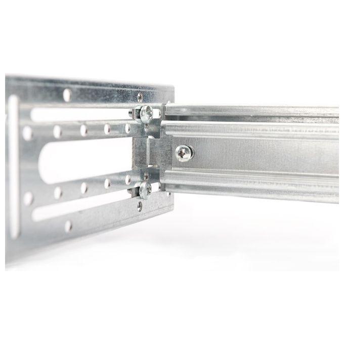 DIGITUS DN-19-DIN-4U Supporto per guida DIN 4U regolabile in profondita' e altezza con guida DIN inclusa colore Argento