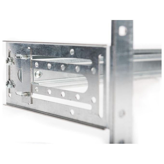 DIGITUS DN-19-DIN-4U Supporto per guida DIN 4U regolabile in profondita' e altezza con guida DIN inclusa colore Argento