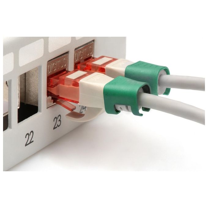 Digitus Confezione 100 Pezzi Clip Colorate per Cavi di Rete Verde