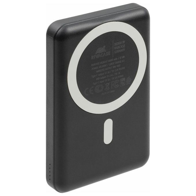 Rivacase VA2604 Power Bank MagSafe 10000 mAh Wireless Qi 15W QC PD 20W con Supporto Pieghevole