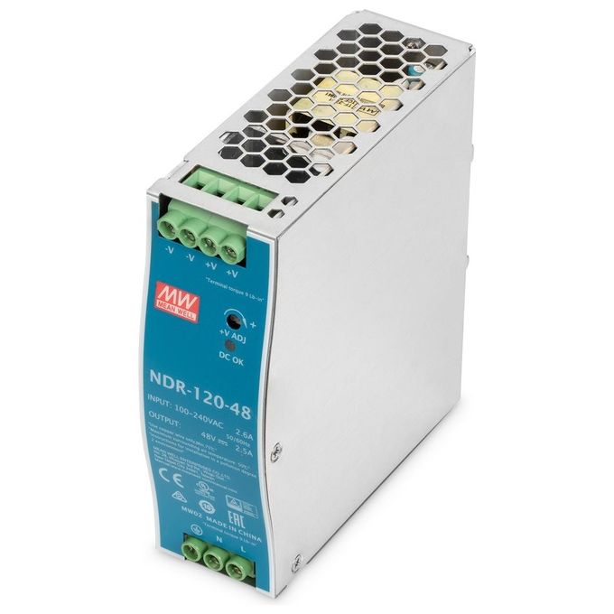Digitus DN-PWR12048 Alimentatore Industriale 48 V CC 120 W Montabile su Guida DIN colore Verde Argento