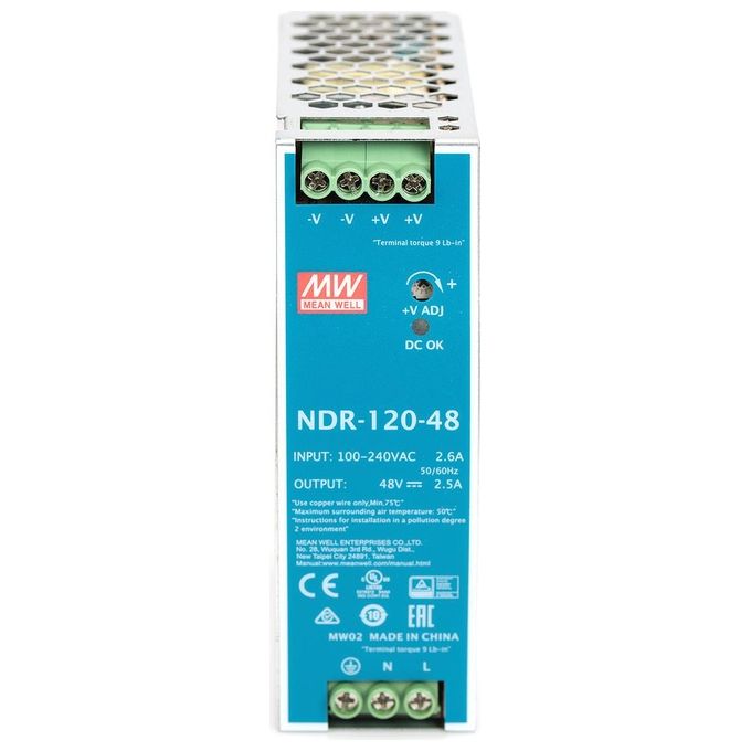 Digitus DN-PWR12048 Alimentatore Industriale 48 V CC 120 W Montabile su Guida DIN colore Verde Argento