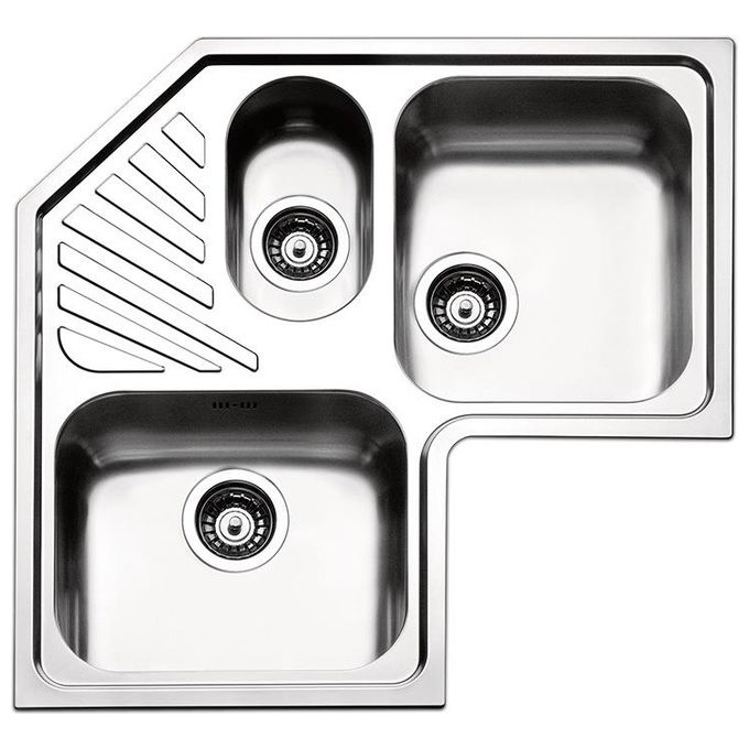 Apell ROAN3IBC Lavello Acciaio inox spazzolato da Incasso ad Angolo Gocciolatoio centrale 2 Vasche e mezza 83x83cm