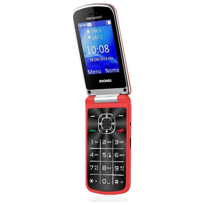 Brondi President Telefono Cellulare Dual Sim 3'' Rosso