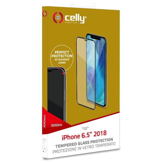 Celly Proteggi Schermo 3D Glass per iPhone Xs Max Nero