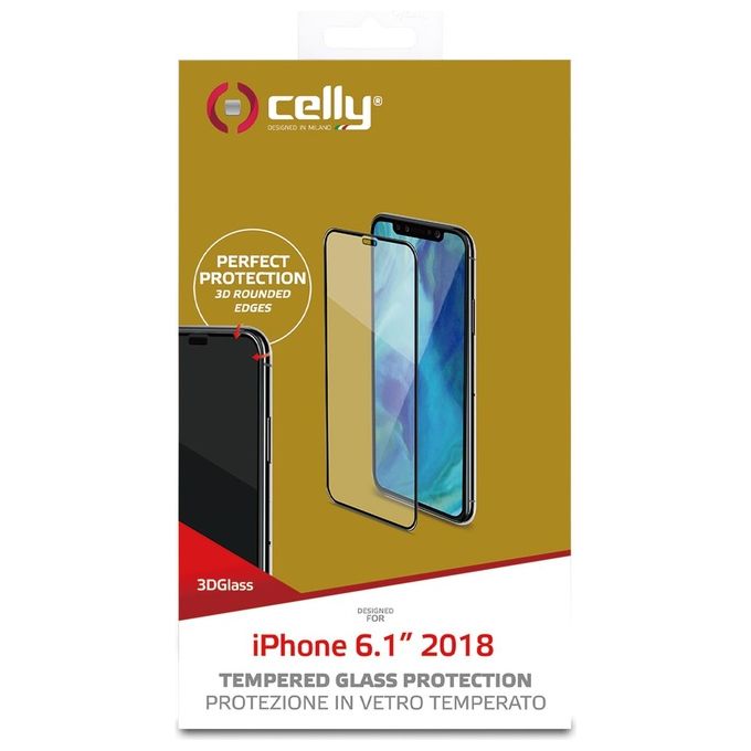 Celly Proteggi Schermo 3D Glass per iPhone Xr Nero