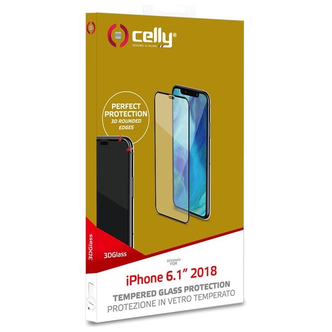 Celly Proteggi Schermo 3D Glass per iPhone Xr Nero