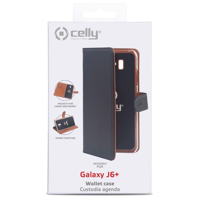 Celly Custodia a Libro per Samsung Galaxy J6+ Nero-Marrone