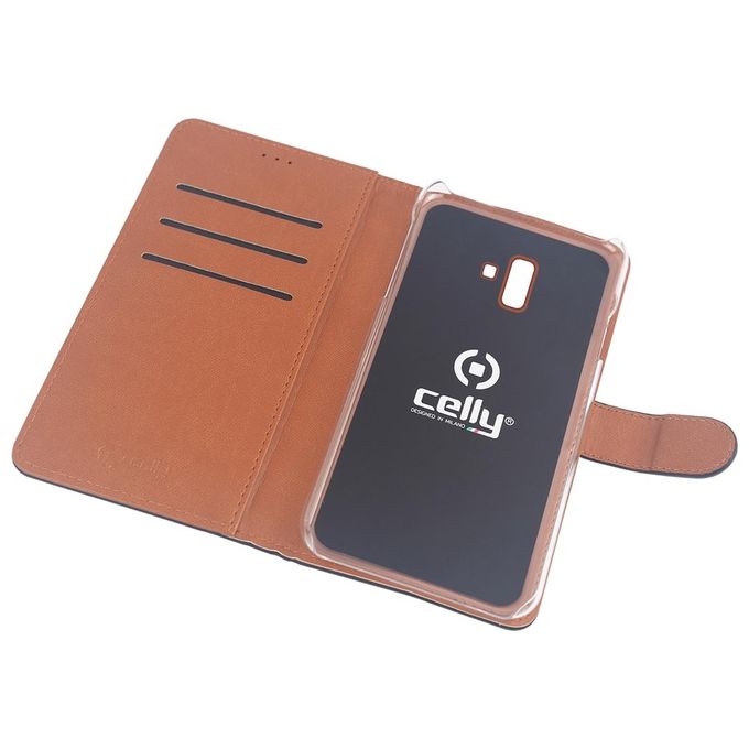 Celly Custodia a Libro per Samsung Galaxy J6+ Nero-Marrone