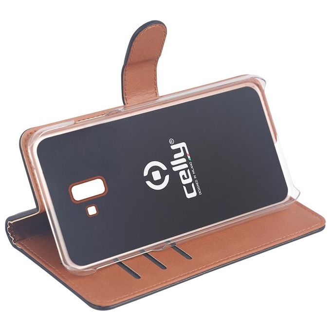 Celly Custodia a Libro per Samsung Galaxy J6+ Nero-Marrone