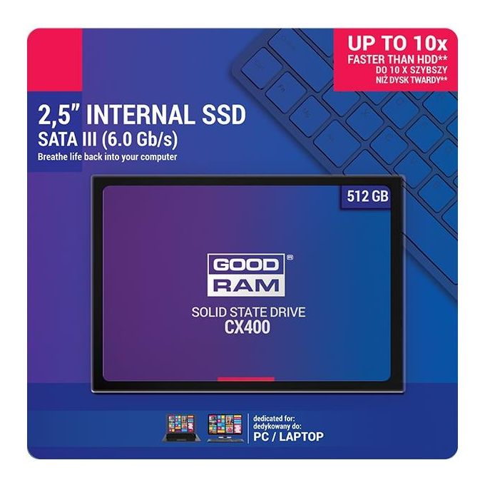 GOODRAM SSDPR-CX400-512-G2 CX400 gen.2 SSD 512 GB 2.5'' SATA III 3D TLC NAND colore Nero