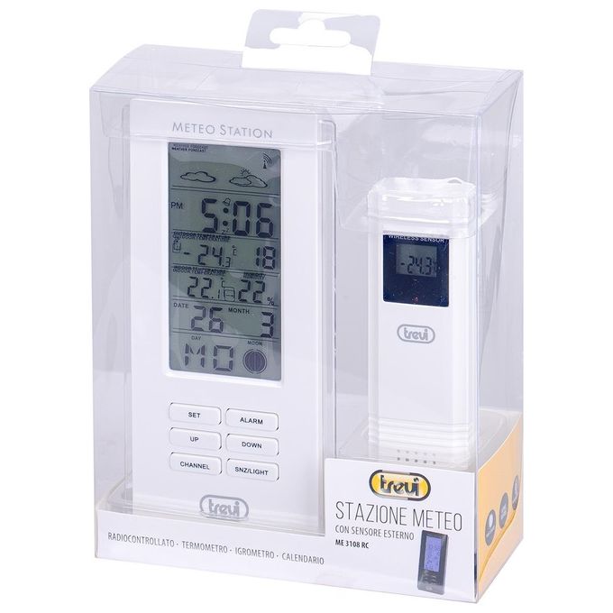 Trevi Stazione Meteo con Sensore Esterno 9x5x18cm Bianco