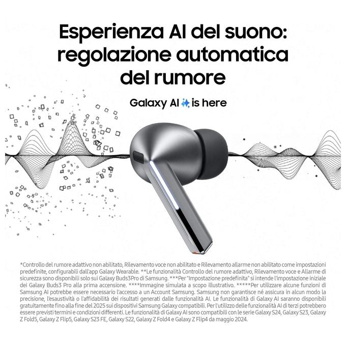 Samsung SM-R630NZAAITV Galaxy Buds3 Pro Auricolari True Wireless In-ear ANC AI Bluetooth 5.4 IP57 colore Argento