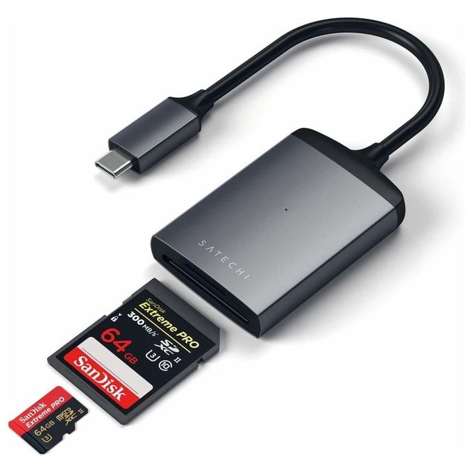 Satechi ST-TCU3CRM Lettore di Schede USB-C UHS-II MicroSD SD 312 Mbit-s colore Grigio