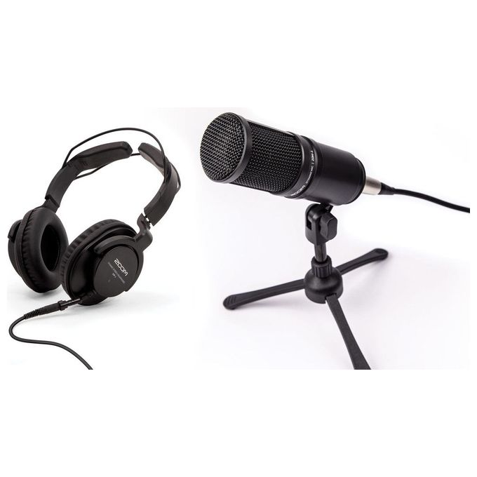 Zoom ZDM-1PMP Kit Podcast Microfono Dinamico Supercardioide Cuffie Chiuse Treppiede Cavo XLR 2m colore Nero
