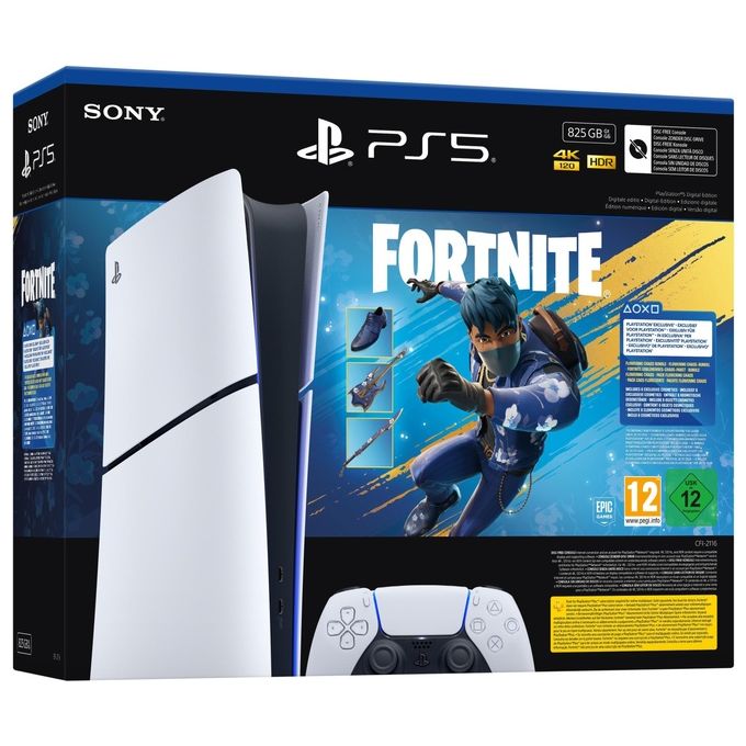 Sony CFI-2116 PlayStation 5 Slim Digital Edition Console Bundle Fortnite Flowering Chaos 825GB colore Nero Bianco