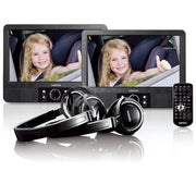 Lenco MES-415 Lettore DVD Portatile con Doppio Schermo 9'' Risoluzione 800 x 480 Pixel USB SD HDMI 2 Uscite Cuffie Staffe di Montaggio per Auto Alimentazione 12V e AC Telecomando colore Nero