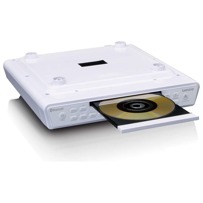 Lenco KCR-150 Radio da Cucina Digitale FM Bluetooth CD con Display LCD Alimentazione CC Telecomando Incluso colore Bianco