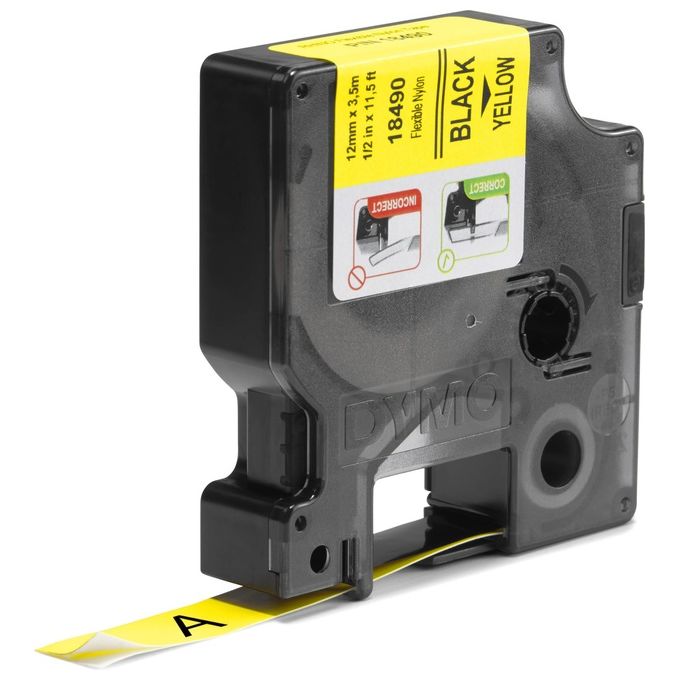 Dymo Nastro Da 12mmx3.5m Nylon Nero su Giallo
