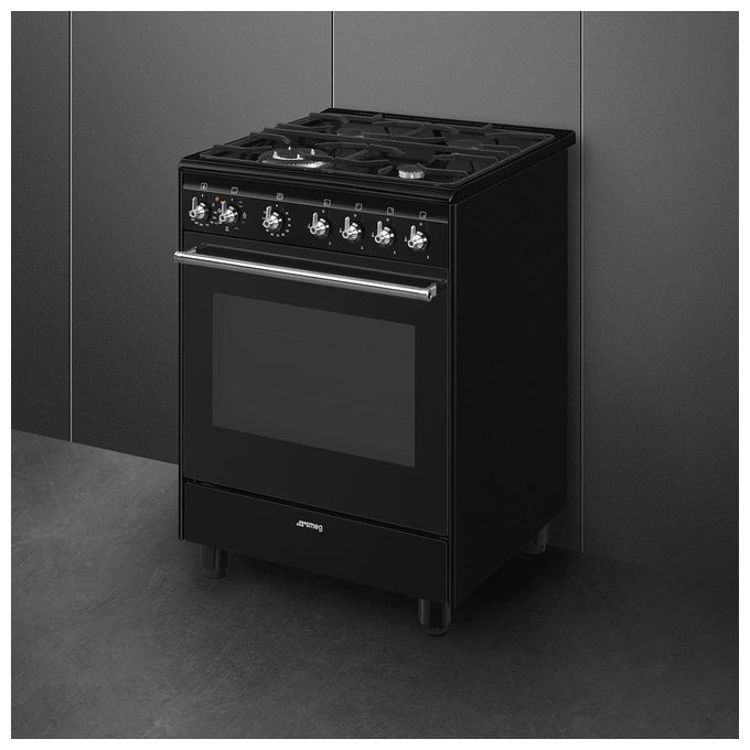 Smeg CX61GMBL Concert Cucina con Piano Cottura Gas 4 Fuochi Forno Elettrico 70 L Classe A (90x60x60 cm) colore Nero