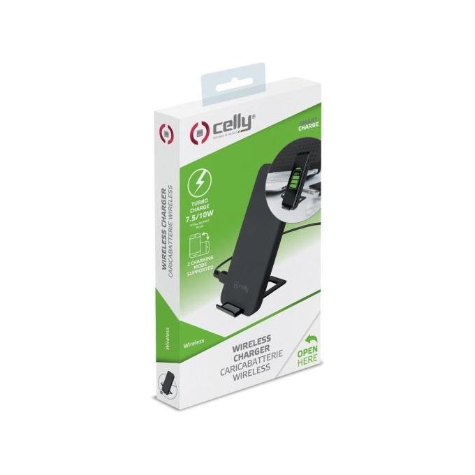 Celly WL Fast Stand Caricabatterie Wireless Qi Universale Nero