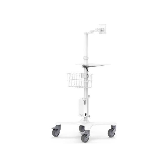 Compulocks MCRSTDEXW Carrello Multimediale Mobile con Braccio Articolato VESA 75x75 100x100 mm per Schermo fino a 15'' Altezza Regolabile 1160-1590 mm con Ruote Bloccabili colore Bianco