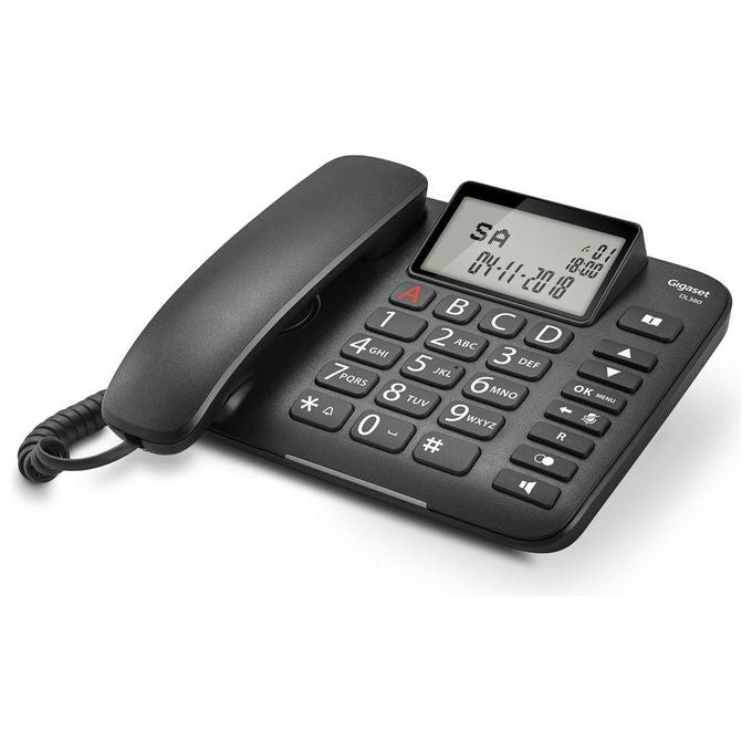 Gigaset DL 380 Telefono Fisso Ampio Display Grandi Tasti Visualizzazione Chiamata Tramite Led Nero