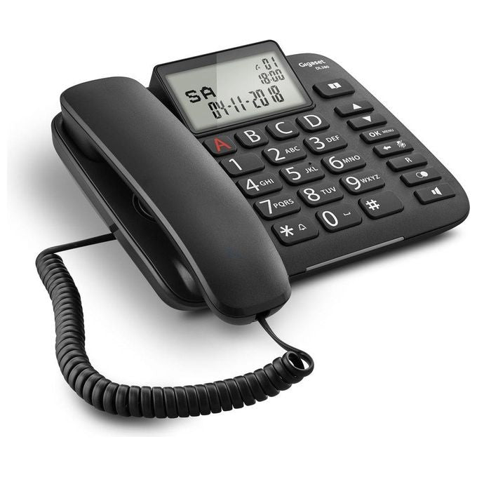 Gigaset DL 380 Telefono Fisso Ampio Display Grandi Tasti Visualizzazione Chiamata Tramite Led Nero