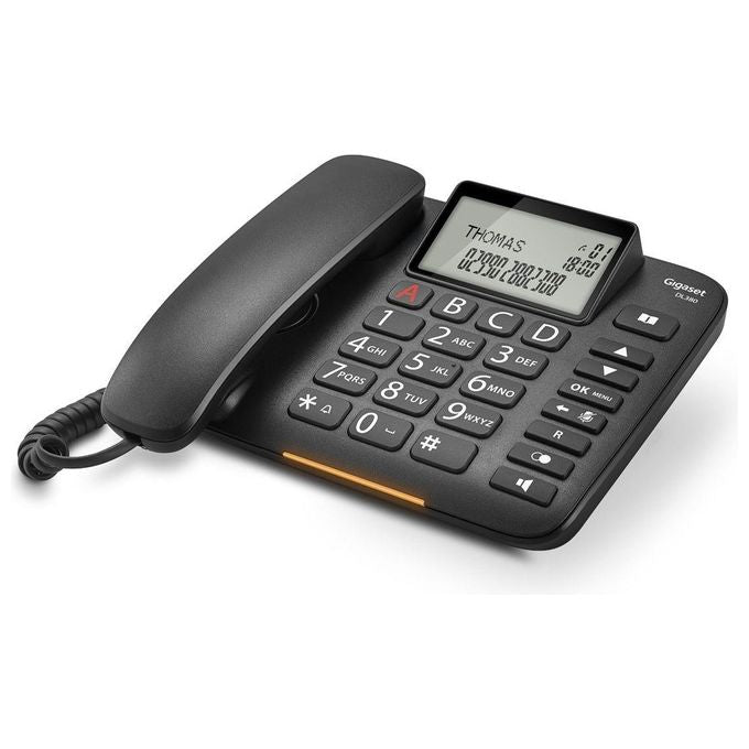 Gigaset DL 380 Telefono Fisso Ampio Display Grandi Tasti Visualizzazione Chiamata Tramite Led Nero