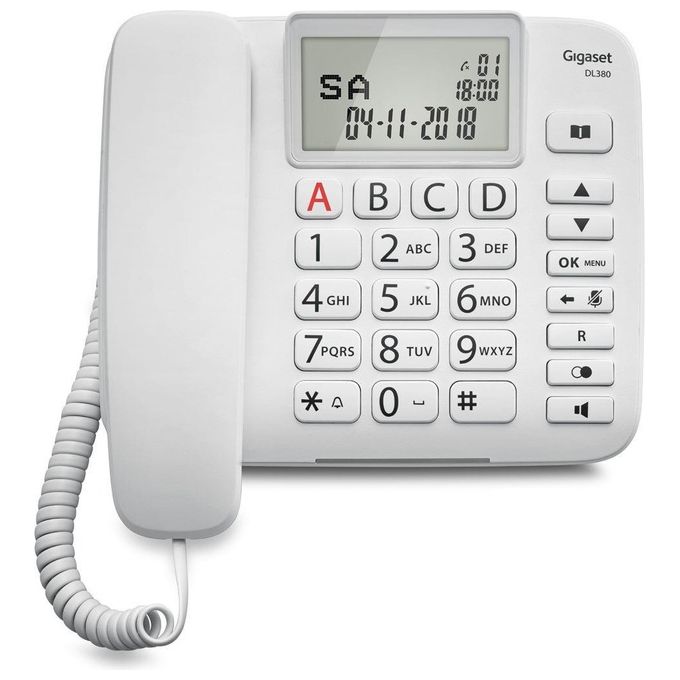 Gigaset DL380 Telefono Fisso Grandi Tasti Bianco