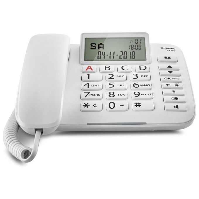 Gigaset DL380 Telefono Fisso Grandi Tasti Bianco