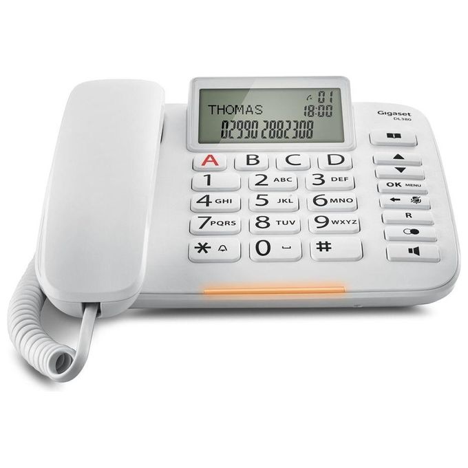 Gigaset DL380 Telefono Fisso Grandi Tasti Bianco