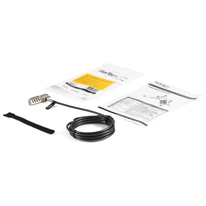 StarTech.com Cavo Antifurto di Sicurezza per PC Portatili Supporto Articolabile-Girevole Chiusura a Combinazione a 4 Cifre Blocco Cavo di Sicurezza 2mt
