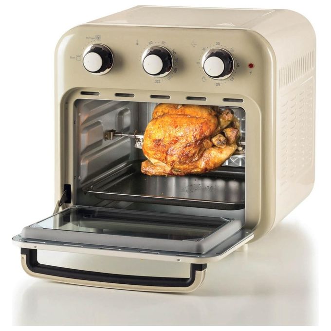 Ariete 4632 Friggitrice ad aria 2in1 con Forno Vintage 16 L 1400 W Timer 60 min Doppio Vetro Girarrosto colore Beige