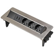 Brennenstuhl Power Usb Charger Ciabatta da Tavolo Presa a Scomparsa a 3 Vie 2mt Argento-Nero