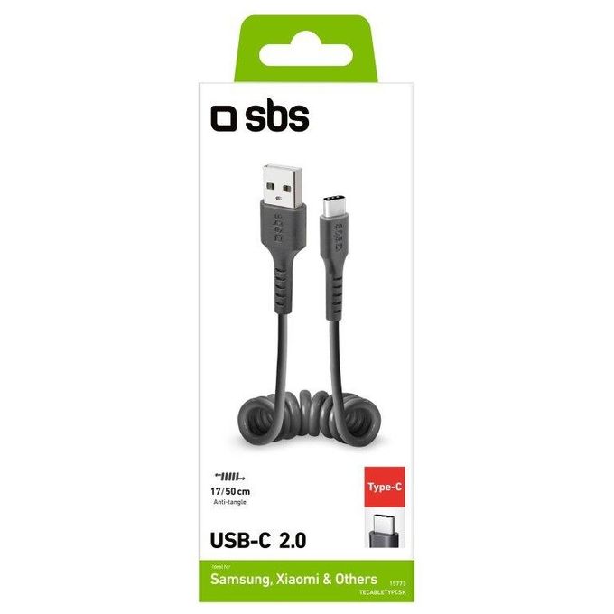 Sbs Cavo Dati e Ricarica Type C Usb 2.0 Spiralato