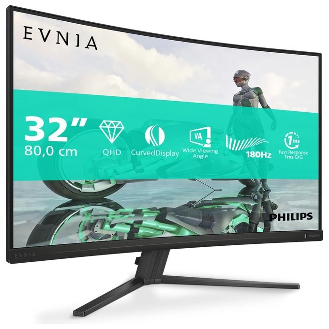 PHILIPS 32M2C3500L-00 Evnia Monitor Gaming Curvo 31.5'' QHD 180Hz 0.5ms HDR10 FreeSync colore Nero