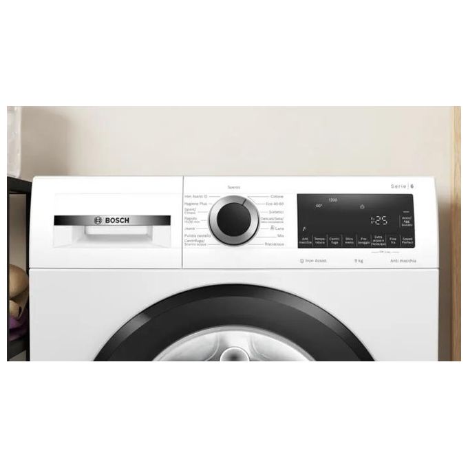 Bosch Serie 6 WGG242Z0IT Lavatrice a carica frontale 9 Kg 1200 giri Classe A Vapore Iron Assist Programma Hygiene Plus Motore Inverter EcoSilence Bianco